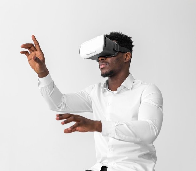 business african american man using virtual reality headset 23 2148764121